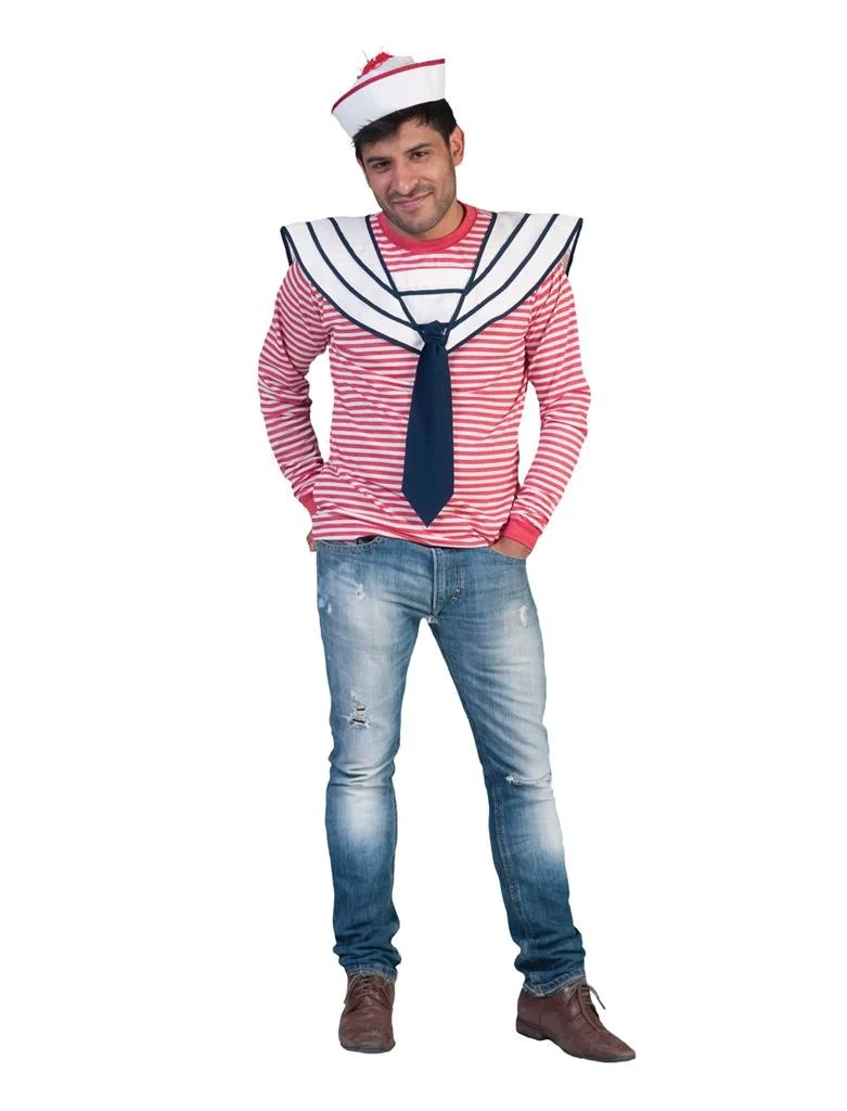 Matrozenkraag met stropdas wit blauw