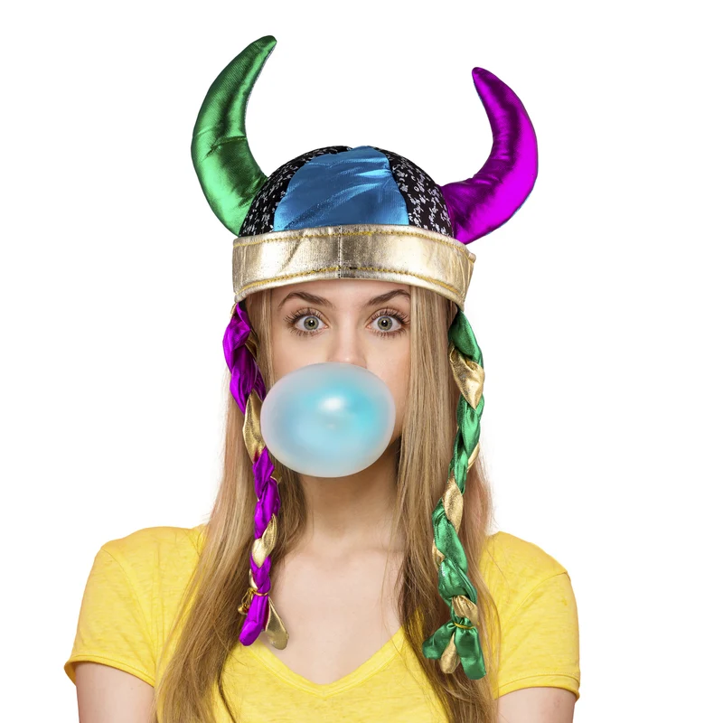 Vikinghelm met vlechtjes kleuren