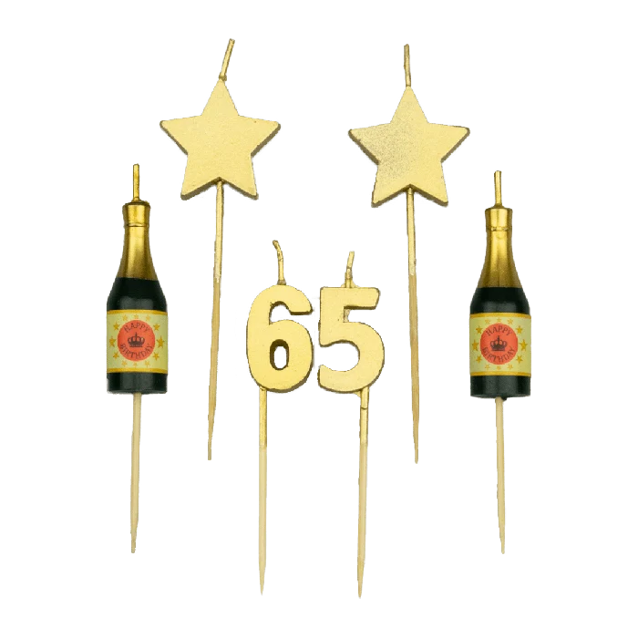 Taartkaarsjes Set 65 Jaar (6st)