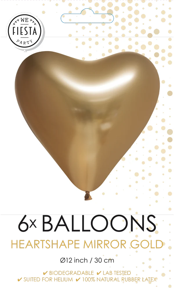 Hartjesballonnen Chrome Goud 30cm (6st)