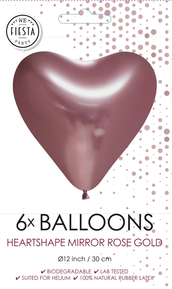 Hartjesballonnen Chrome Rosegoud 30cm (6st)
