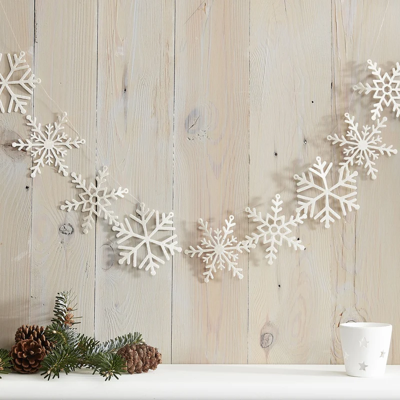 Sneeuwvlokken Slinger Wit Glitter (2 mtr)