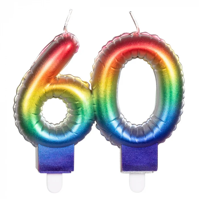 Kaarsje Regenboog Cijfer 60