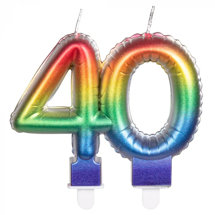 Kaarsje Regenboog Cijfer 40