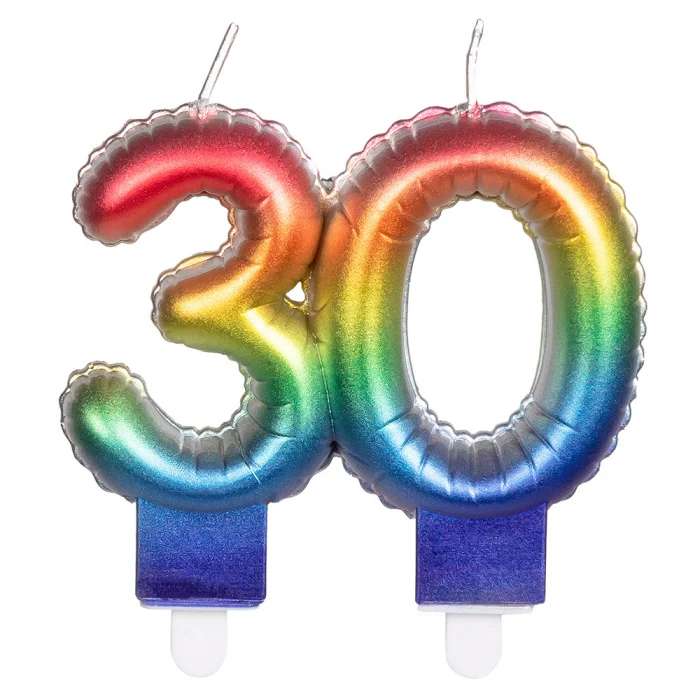 Kaarsje Regenboog Cijfer 30