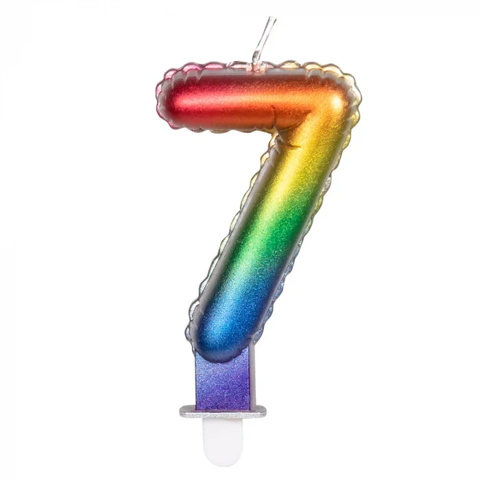 Kaarsje Regenboog Cijfer 7