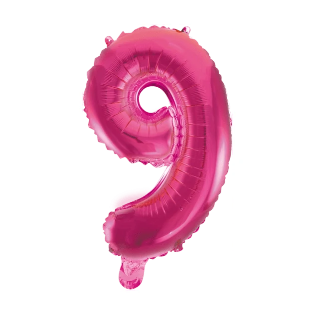 Folieballon 9 jaar roze 86cm