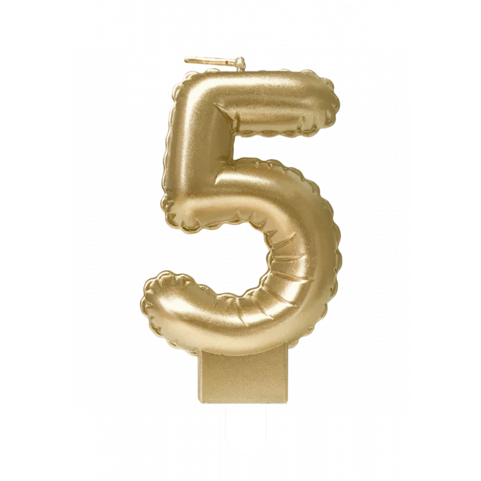 Folie Ballon Kaarsje Cijfer '5' Goud