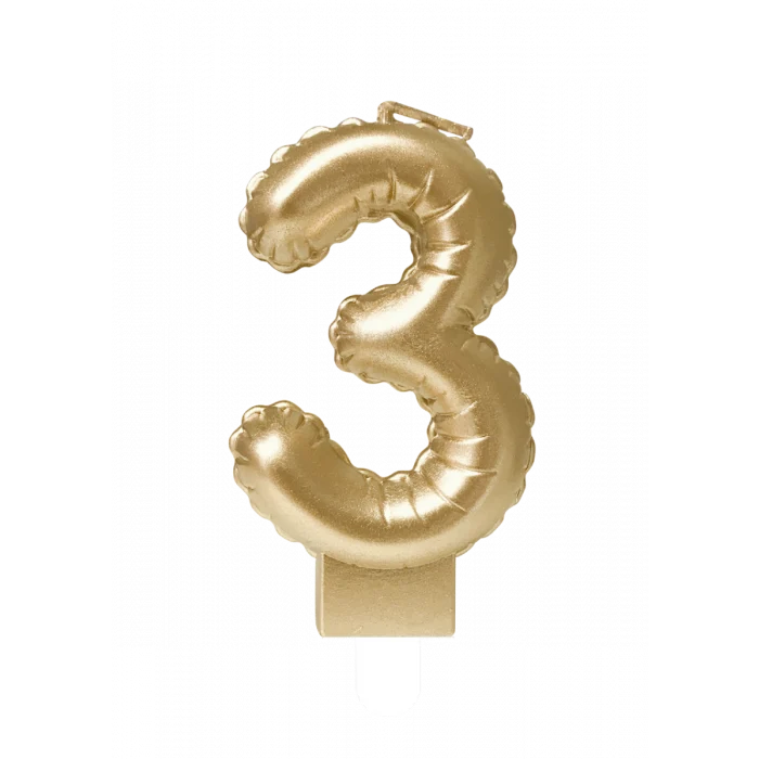 Folie Ballon Kaarsje Cijfer '3' Goud