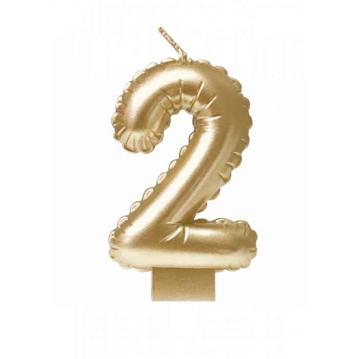 Folie Ballon Kaarsje Cijfer '2' Goud