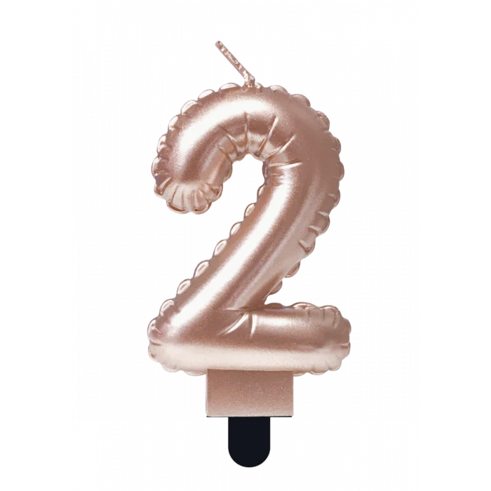 Folie Ballon Kaarsje Cijfer '2' Rose Goud