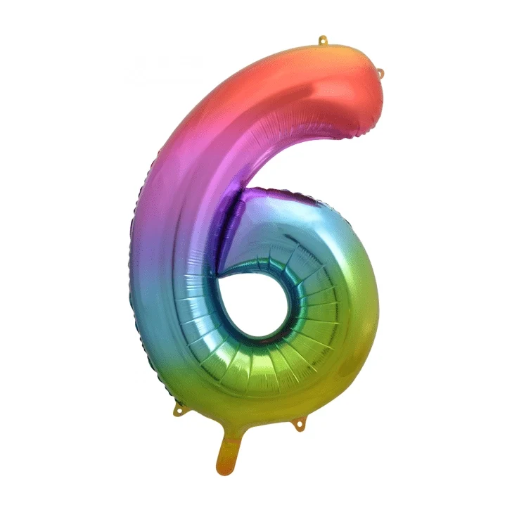 Folieballon 6 jaar Regenboog 41cm