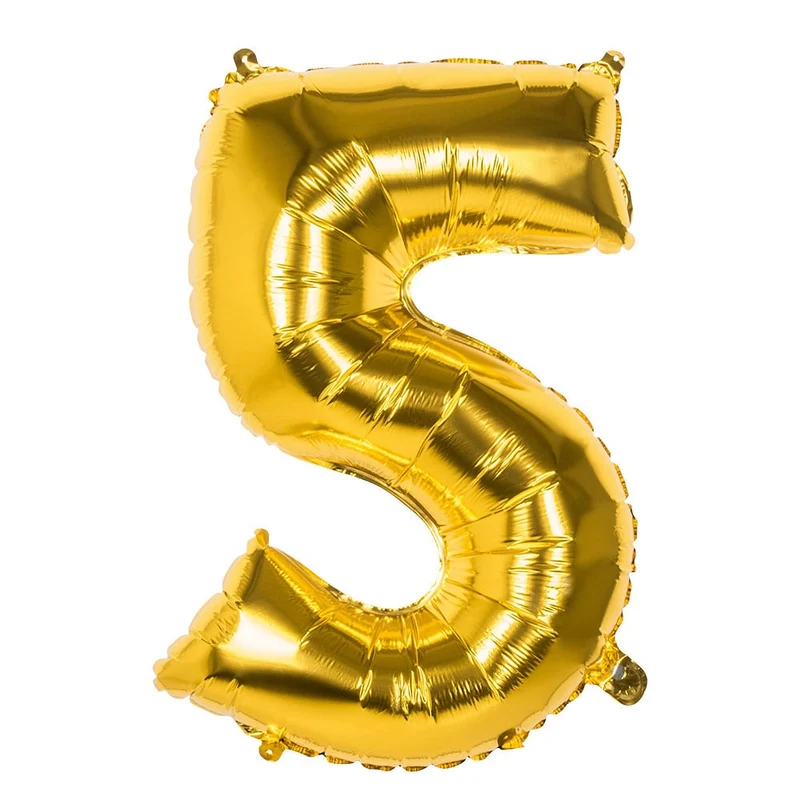Gouden Folieballon Cijfer 5 - 86 cm