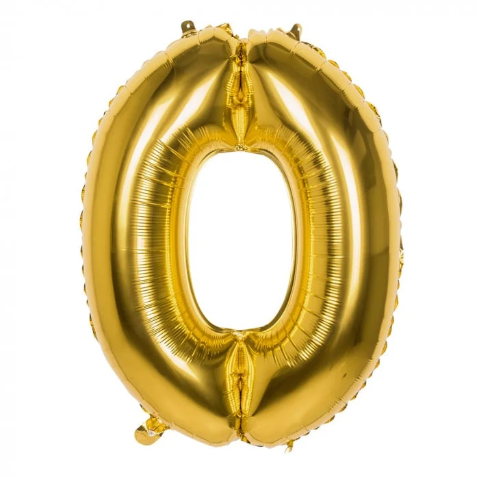 Gouden Folieballon Cijfer 0 - 86 cm