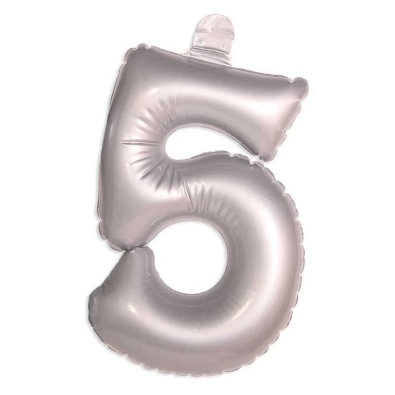 Opblaascijfer 5 zilver