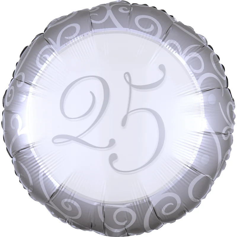 Folieballon 25 Jaar Jubileum Zilver (43cm)