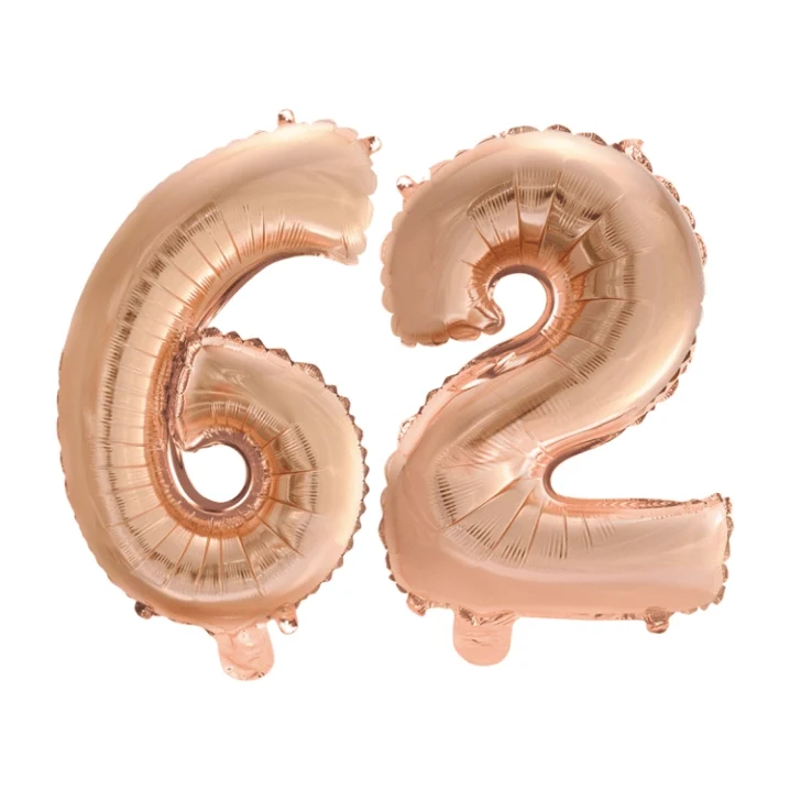 Folieballon 62 jaar Rosé Goud 41cm