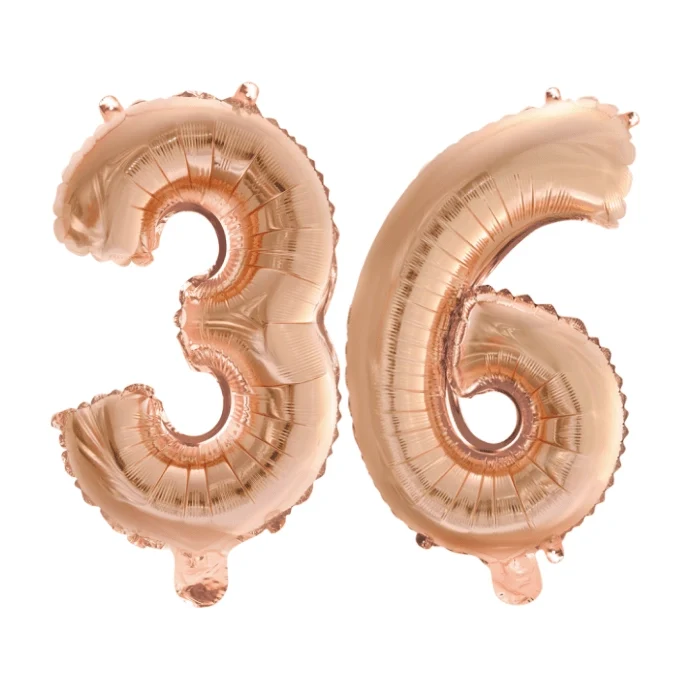Folieballon 36 jaar Rosé Goud 41cm