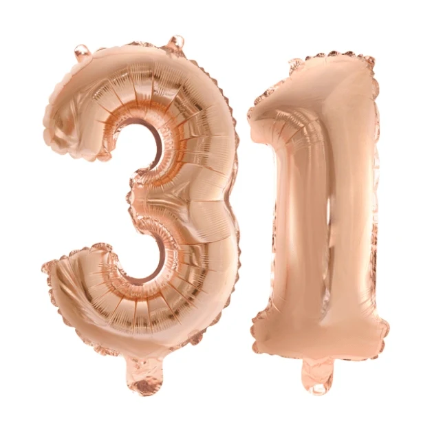 Folieballon 31 jaar Rosé Goud 41cm
