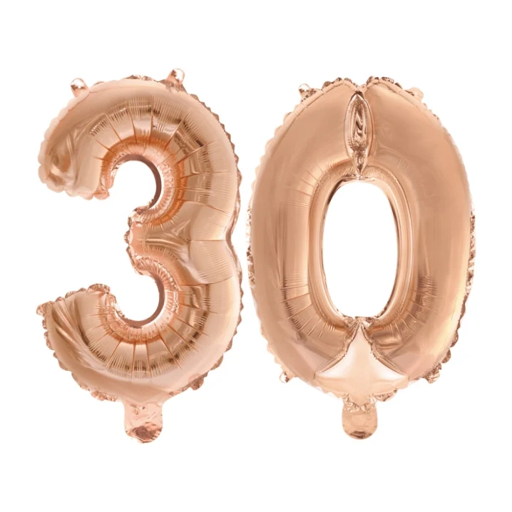 Folieballon 30 jaar Rosé Goud 41cm