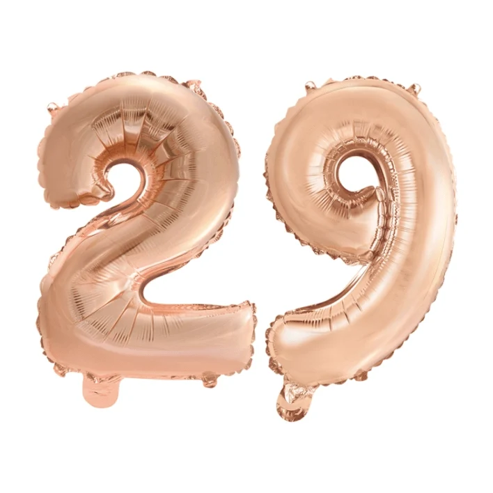 Folieballon 29 jaar Rosé Goud 41cm