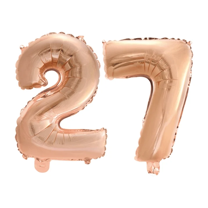 Folieballon 27 jaar Rosé Goud 41cm