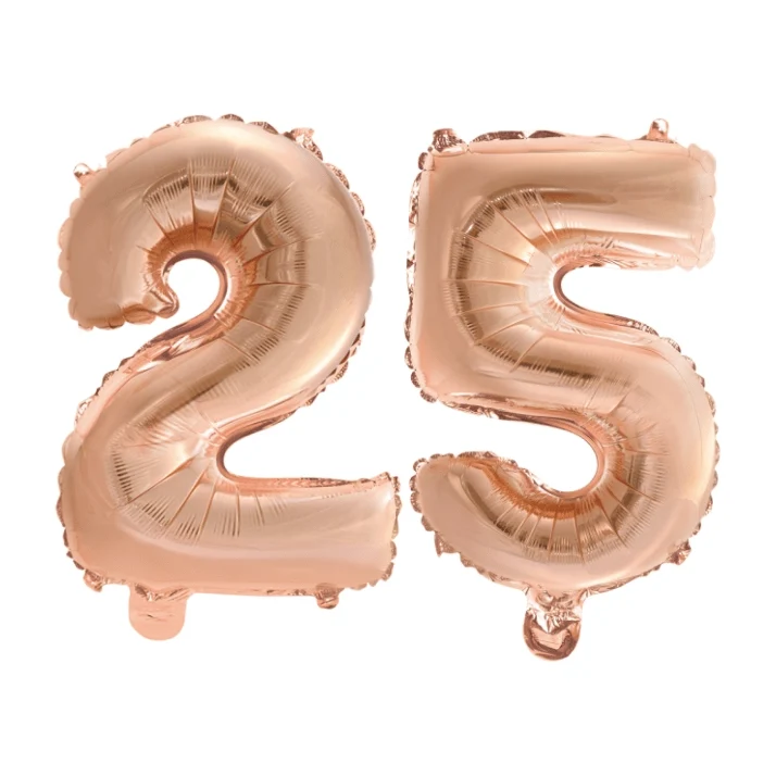 Folieballon 25 jaar Rosé Goud 41cm
