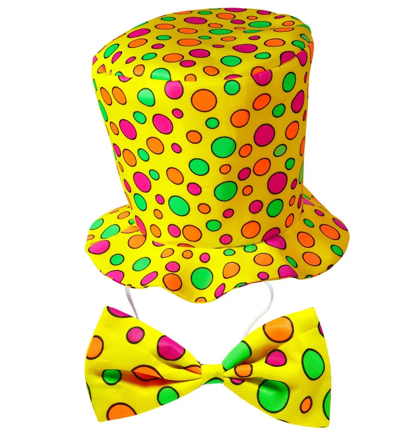 Clowns hoed met strik geel