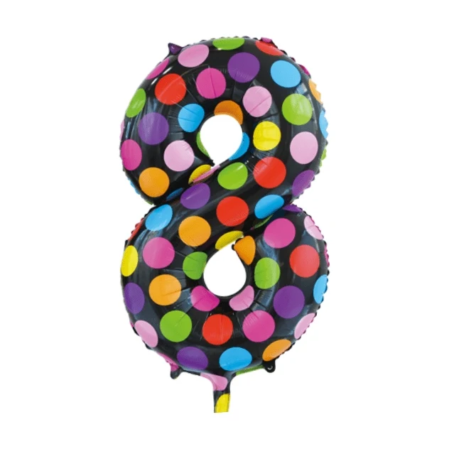 Folieballon 8 jaar stippen 86cm