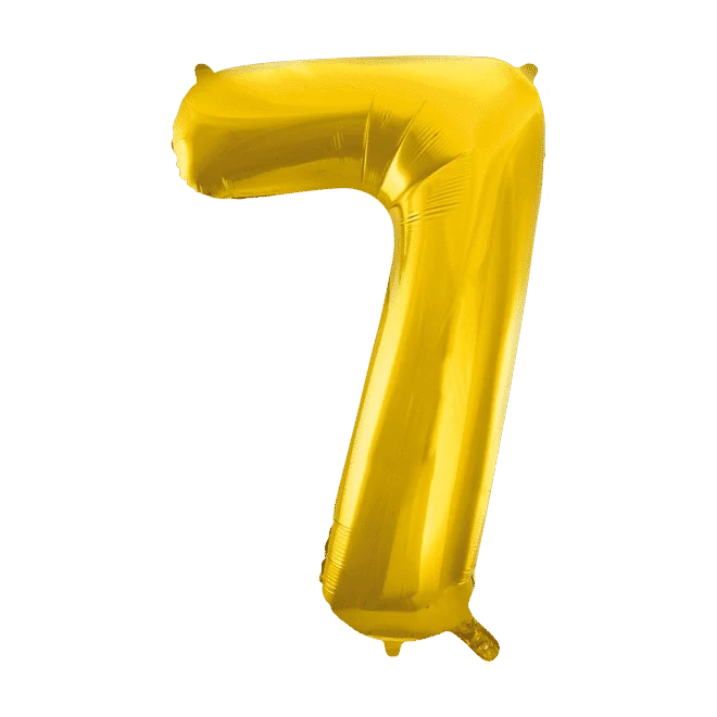 Folieballon 7 jaar Goud 86cm