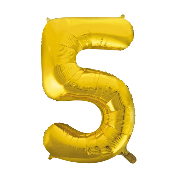 Folieballon 5 jaar Goud 86cm