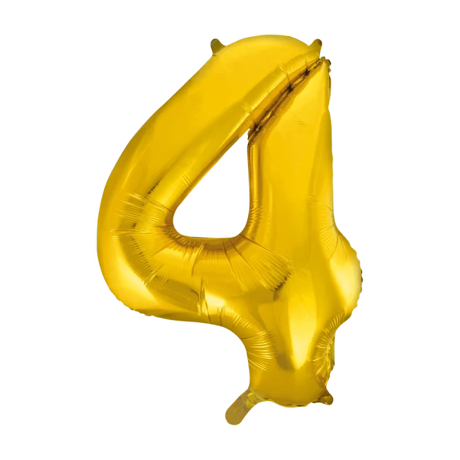 Folieballon 4 jaar Goud 86cm