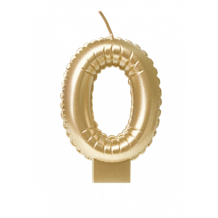 Folie Ballon Kaarsje Cijfer '0' Goud
