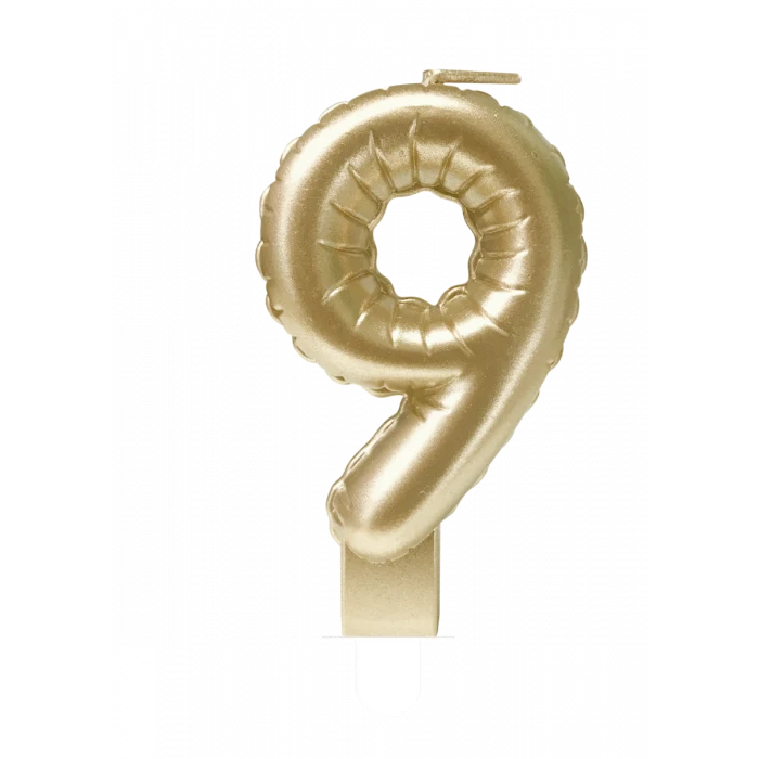 Folie Ballon Kaarsje Cijfer '9' Goud
