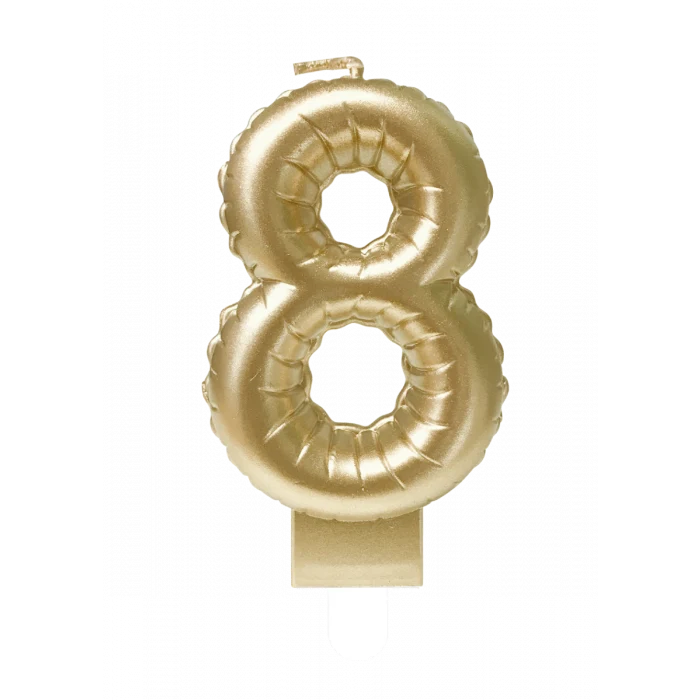 Folie Ballon Kaarsje Cijfer '8' Goud