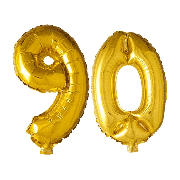 Folieballon 90 jaar Goud 41cm