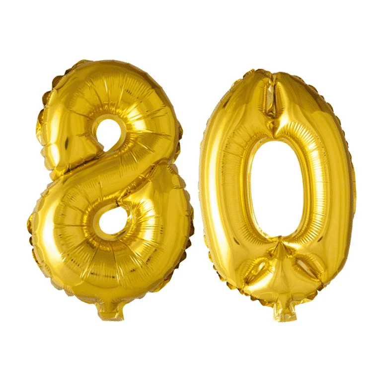Folieballon 80 jaar Goud 41cm