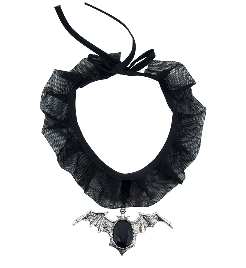 Choker vleermuis met zwarte gemsteen
