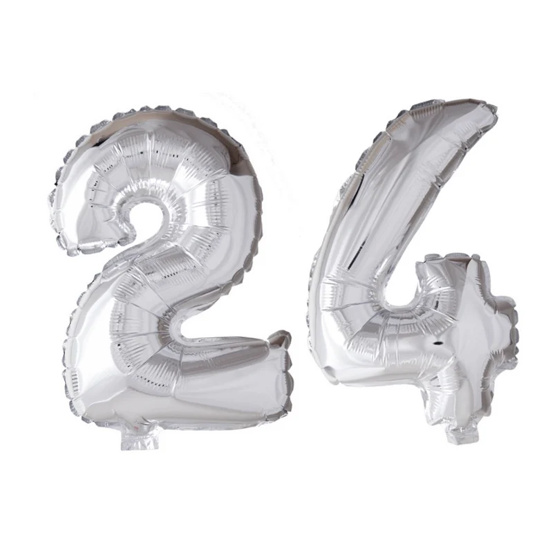 Folieballon 24 jaar zilver 86cm