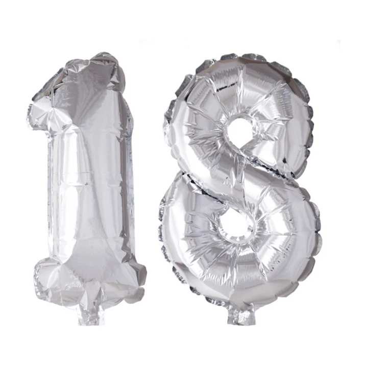 Folieballon 18 jaar zilver 86cm