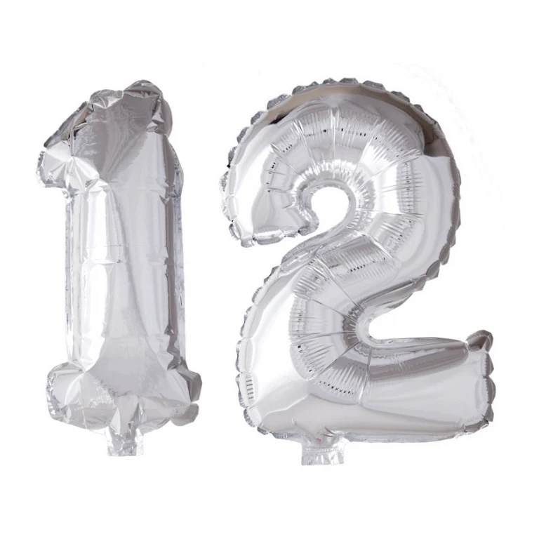 Folieballon 12 jaar zilver 41cm