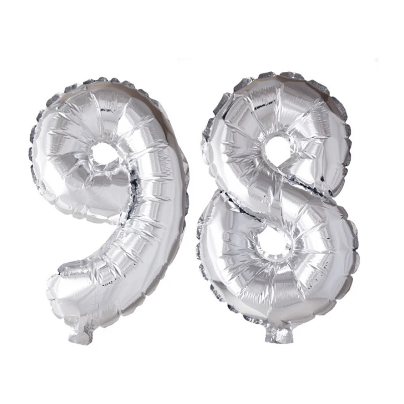 Folieballon 98 jaar zilver 86cm