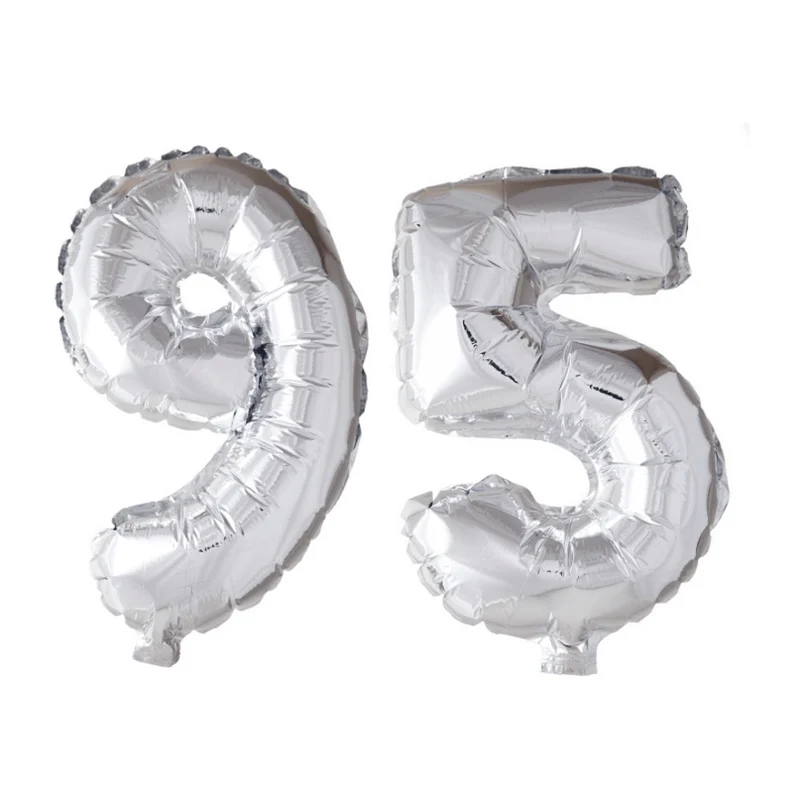 Folieballon 95 jaar zilver 41cm