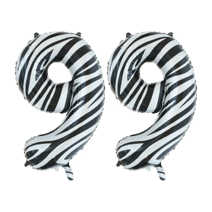 Folieballon 99 jaar zebra 86cm