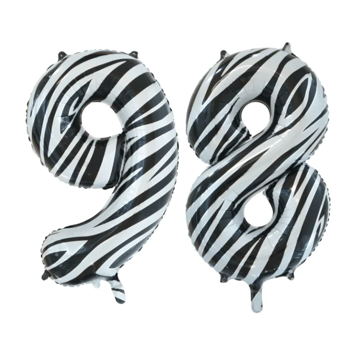 Folieballon 98 jaar zebra 86cm