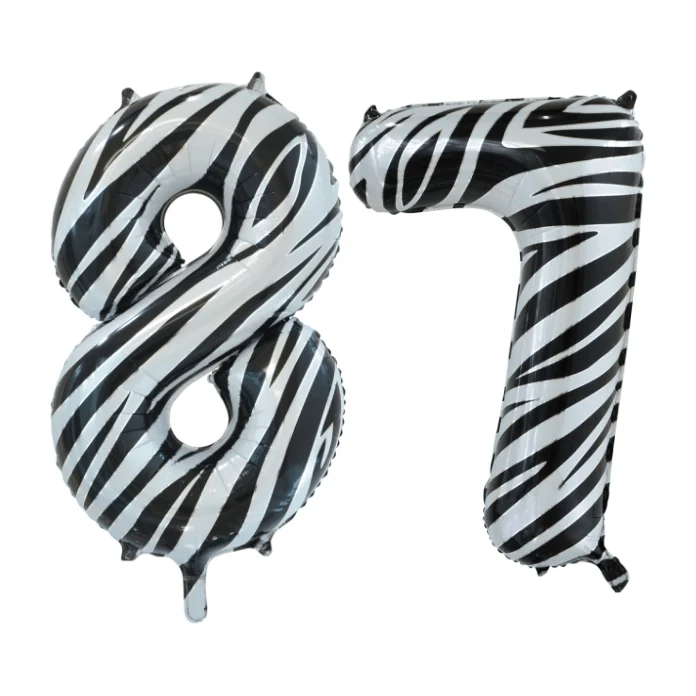 Folieballon 87 jaar zebra 86cm
