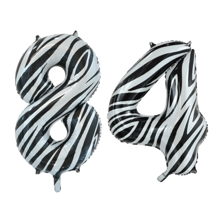 Folieballon 84 jaar zebra 86cm