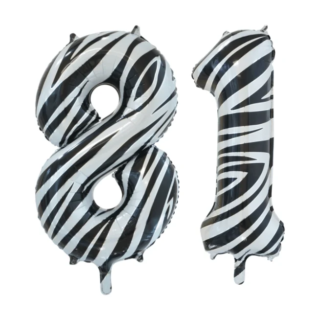 Folieballon 81 jaar zebra 86cm