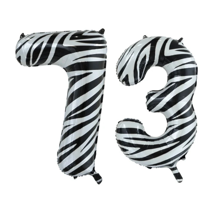 Folieballon 73 jaar zebra 86cm