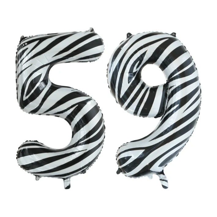 Folieballon 59 jaar zebra 86cm